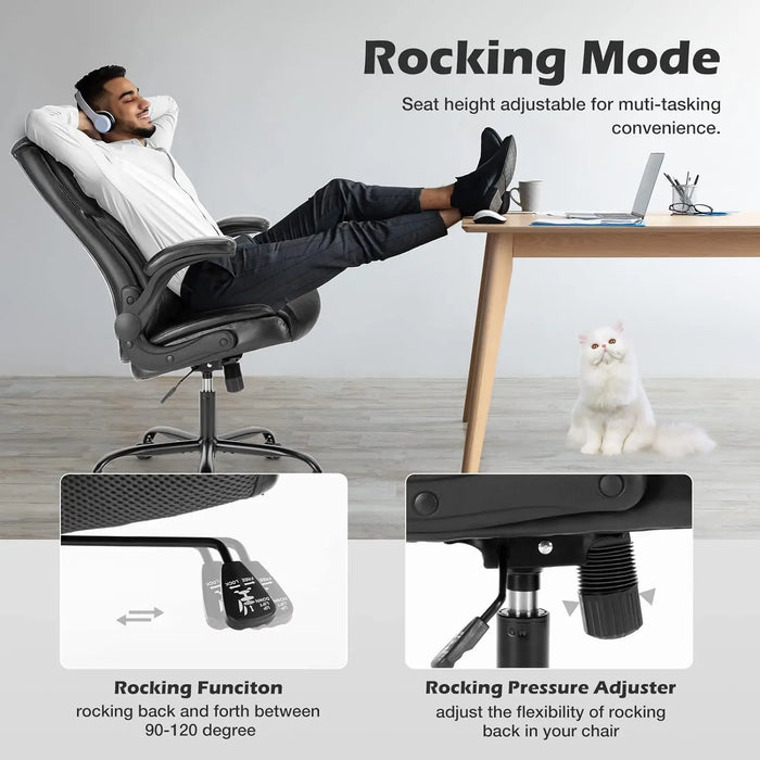 Office Chair – Ergonomic Adjustable Computer Desk Chairs with High Back Flip-up Armrests, Swivel Task Chair