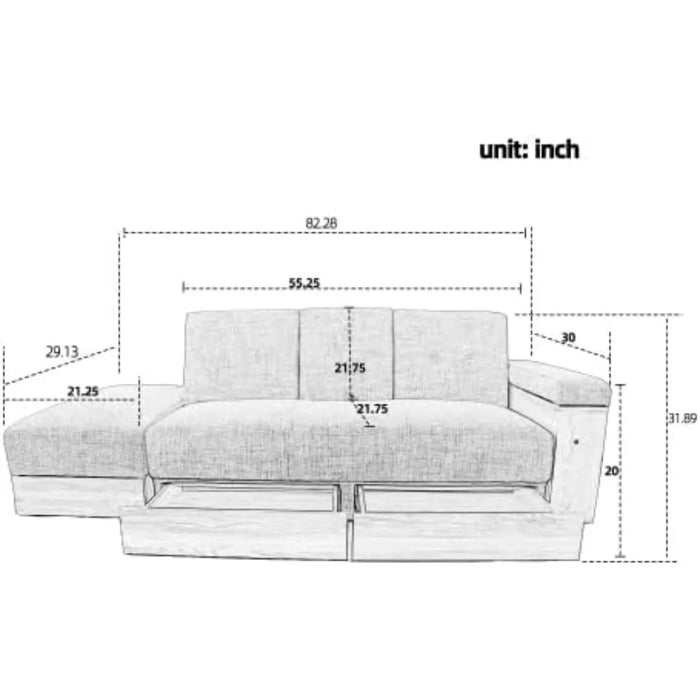 Sleeper Sofa Chair Bed,Convertible Futon Loveseat Sofá Chaise Lounge Couch Daybed with 2 Cup Holders, Drawers and Storage Box