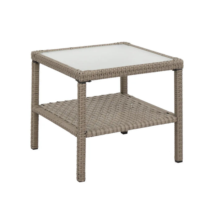 5Pcs Patio Furniture Suit Include 2 Double Contiguous Single Sofa 2 Pedals 1 Double Coffee Table Wide Rattan Gray[US-Stock]