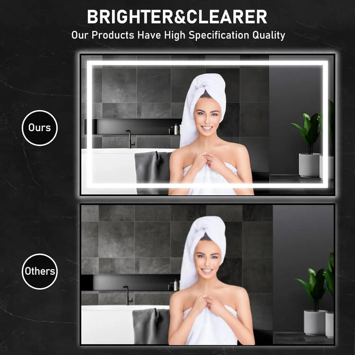 Tatub 72"x48" LED Bathroom Mirror with Lights, Smart Lighted Bathroom Mirror for Wall