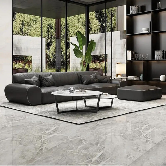 Simple Minimalist Household Comfortable Upholstered Leather Sofa Set Modern Couch Furniture Living Room Armchair For Leisure