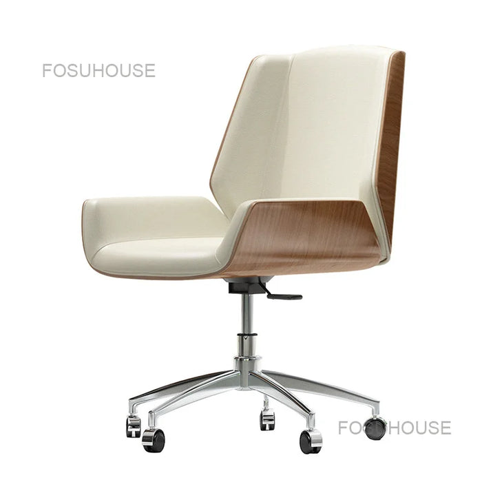 Solid Wood Leather Office Chairs Modern Computer Chair Household Light Luxury Back Swivel Chair Gaming Chair Office Furniture