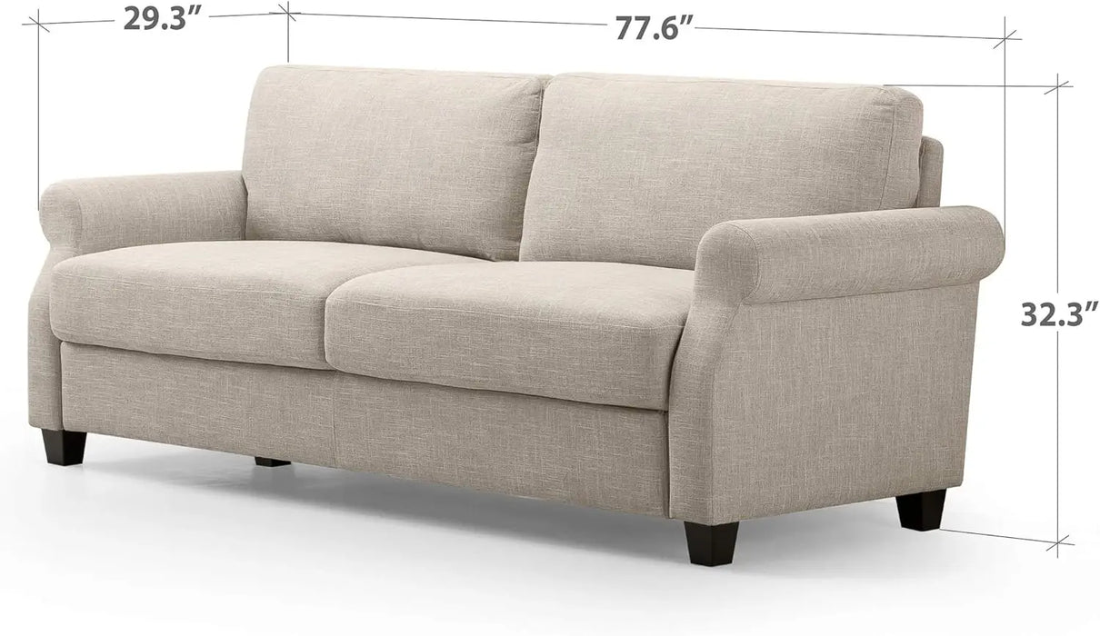 Josh Sofa Couch, Easy, Tool-Free Assembly, Beige