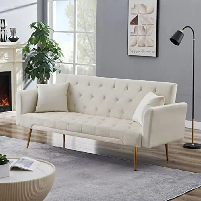 70" Button Tufted Accent Futon Sofa Bed Convertible Sleeper Couch Daybed,Upholstered Folding Recliner