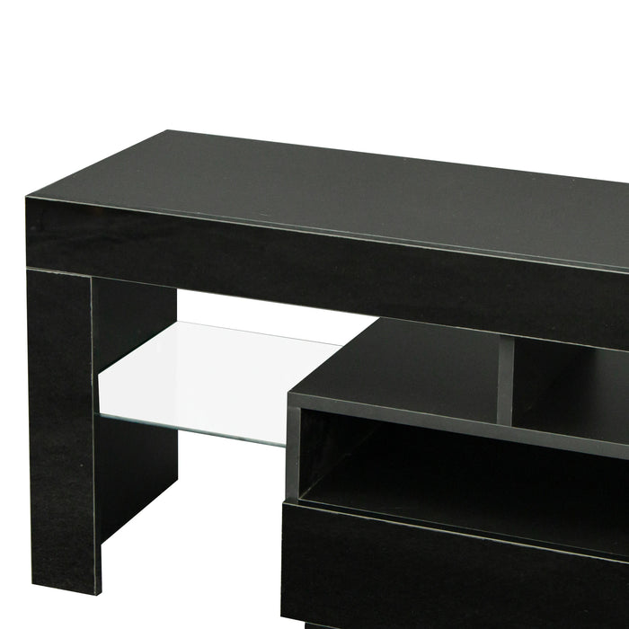 TV Stand Cabinet with 2 Drawers 2 open shelves,20-colors RGB LED lights with remote For Living Room Bed Room Furniture
