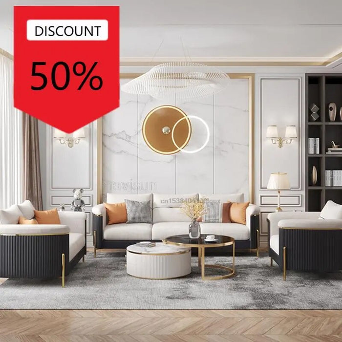 Modern Long Leather Living Room Sofa Set Modern Minimalist Lounge Sofa For Large Villa Luxury Household Indoor Home Furniture