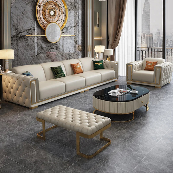 American Genuine Leather Sofa Combination Living Room Size Unit 2023 New Top Layer Cowhide Light Luxury Sofa Modern and Simple