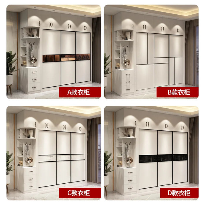 White wardrobe household rental house bedroom modern simple and economical sliding door wardrobe