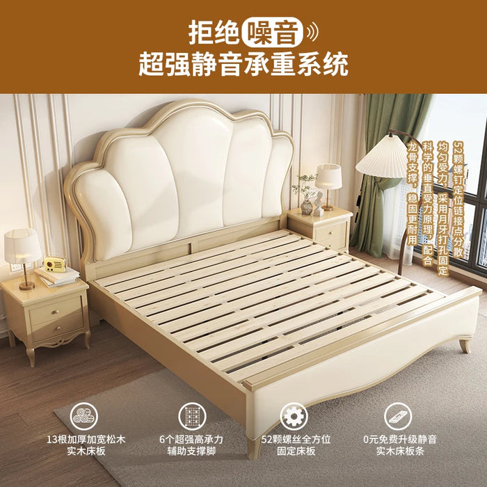 American Light Luxury Modern Simple Twin Master Bedroom French Cream Style Princess Bed Petal Bed