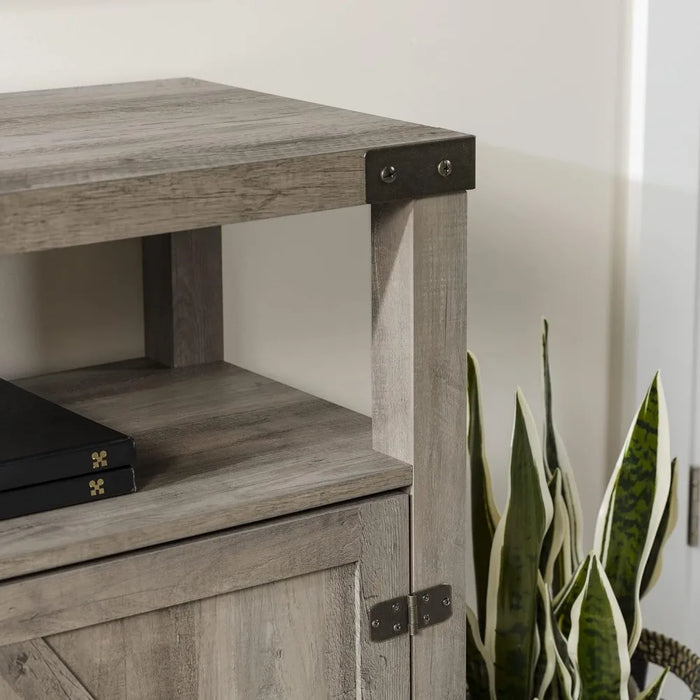 TV cabinet, modern farmhouse double barn door Highboy storage TV stand, suitable for TVs 65 inches, 58 inches and below, gray