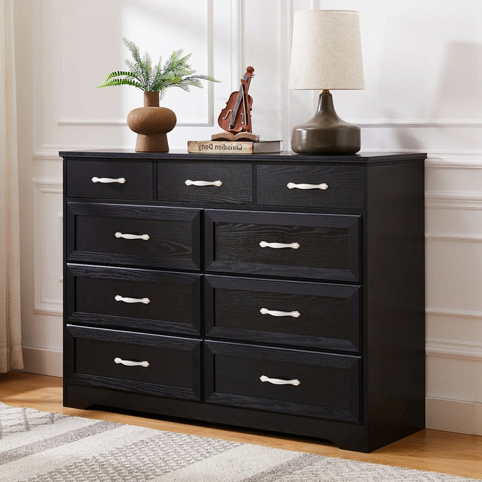 Bedroom Dresser, 9 Drawer Long Dressers, Wood Chest of Drawers for Living Room, 47.2'' W X 15.8'' D X 34.6'' H, Free Shipping