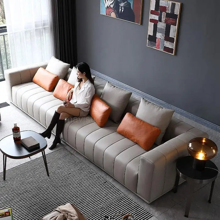 Minimalist Luxury Long Sofa Bed Modern High End Living Room Simple Nordic Italian Big House Sofa Combination Home Furniture