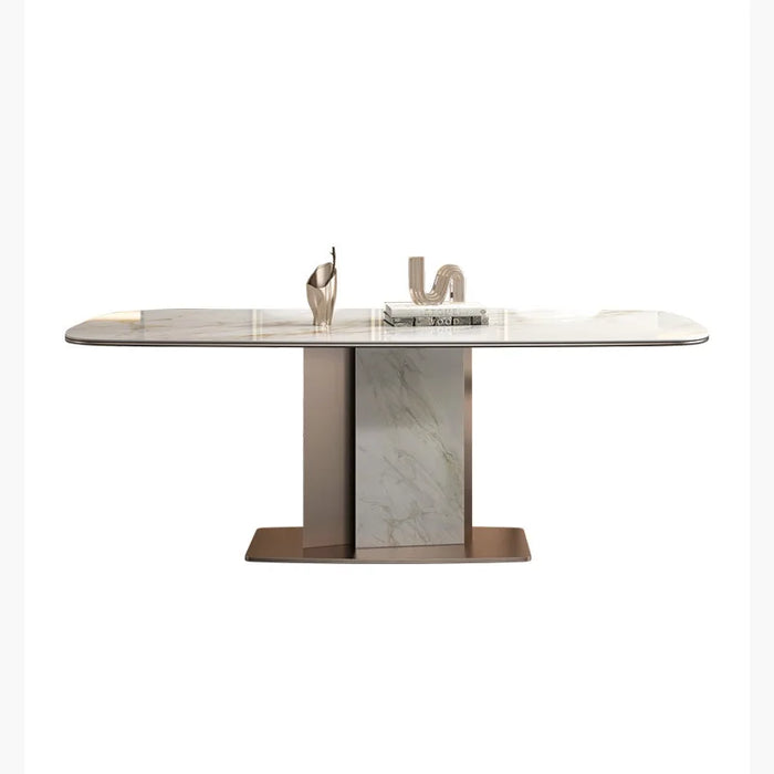 Light luxury rock plate dining table Modern simple rectangular table high-end design home living room dining table