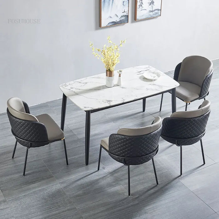 Modern Leather Minimalist Dining Chairs Leisure Nordic Backrest Dining Chair Soft Cushion Sillas De Comedor Home Furniture