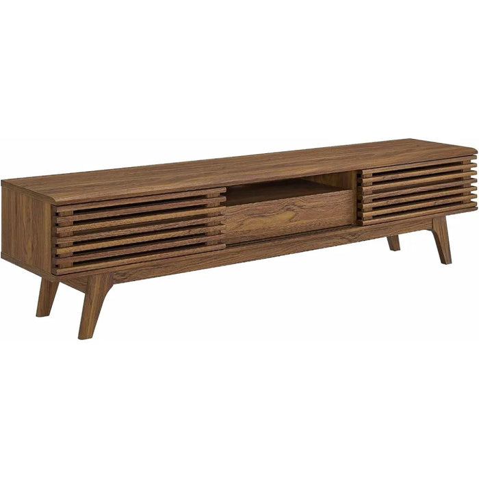 70 Inch Modern Living Room Furniture for Tv Render 70" Mid-Century Modern Low Profile Entertainment TV Stand Walnut Walnut Table