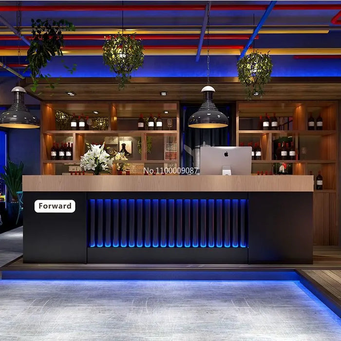 Front Desk Online Red Integrated Gym Hotel Customizable Hotpot Shop Cashier Counter Dining Bar Retro Reception Desk