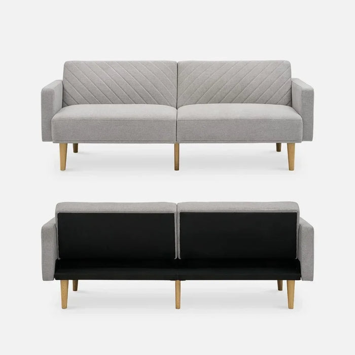Sofa Bed, 77.5"Couch, Small Sofas,Sleeper Sofa,Loveseat,Mid Century Futon Couch,Couches for Living Room Light Gray Fabric,Futon