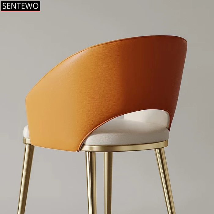 Design Golden Light Luxury Modern Dining Chair Metal Stainless Steel PU Backrest Chair Dining Room Furniture Household Chair