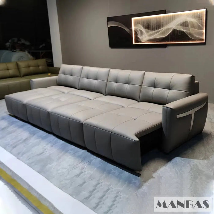 MINGDIBAO Electric Convertible Sofa Bed Italian Genuine Leather Couch Multifunction Folding Sofas Beds for Cinema Free Shipping