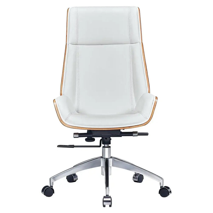 US Stock Wood Frame Genuine Leather Office Chair Chief Desk Ergonomic Swivel Chair