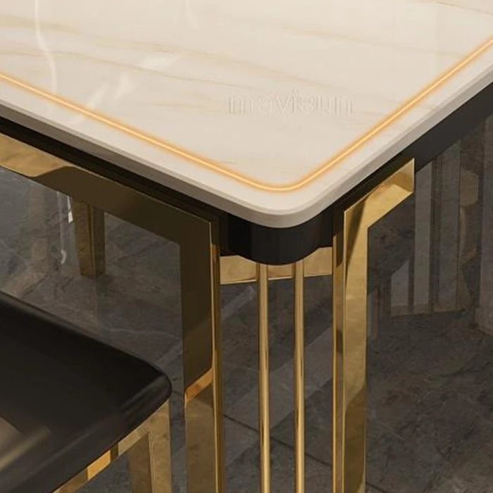 Nordic Light Luxury Marble Dinning Table New Modern Simple Rectangular Dining Table Loft Kitchen Furniture Table With Chairs