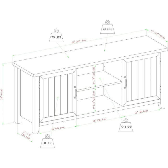 TV cabinet, classic slot door TV bracket, suitable for pure white TV cabinets of 65 inches, 58 inches and below
