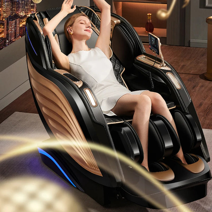 Jinkairui New Product Launches Hot Sale Luxury Zero-gravity 4D Electric Heating Vibration Full-body Massage Chair Leg Extension