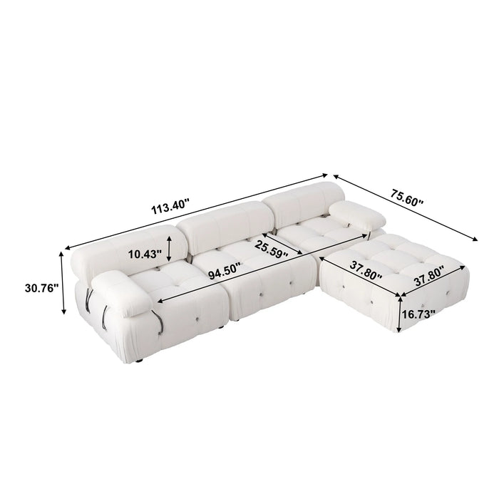 Convertible Modular Sectional Sofa L-Shaped Teddy Velvet Couch with Ottoman Minimalist Sofas Couches for Living Room Furniture