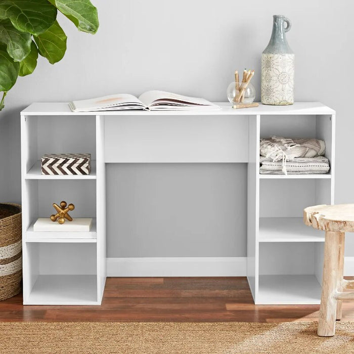 Mainstays 6-Cube Storage Computer Desk, True Black Oak computer desk  office desk