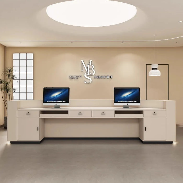 Luxury Reception Desks Front Wood Executive Cashier Counter Bar Long Reception Desks Office Escritorio Gamer Salon Furniture