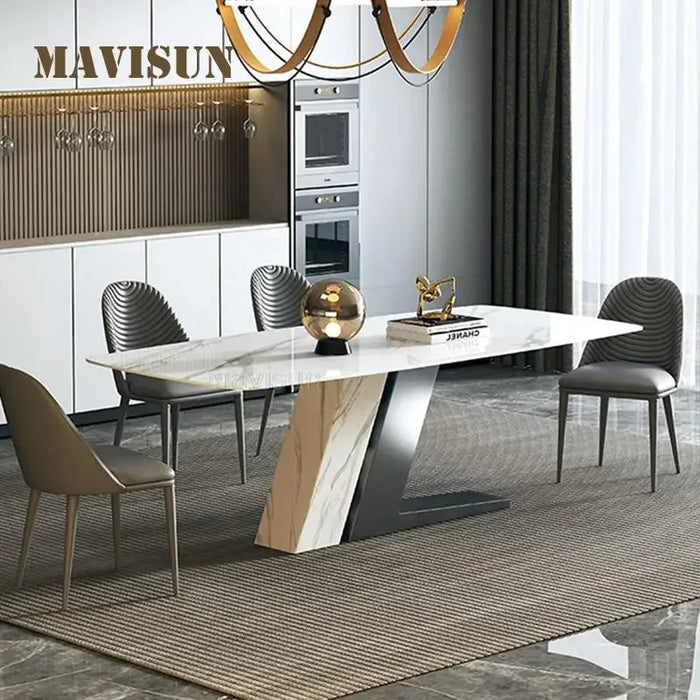 Modern Center Dining Table Mobile Minimalist Large Kitchen Table Marble Stone Dining Table Dinner Mesa Comedor Garden Furniture