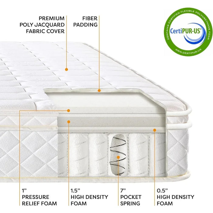 10 Inch Euro-Top Pocket Spring-Mattress - Motion Isolation Individually Encased Pocket Springs Comfort Foam-Top King Matress