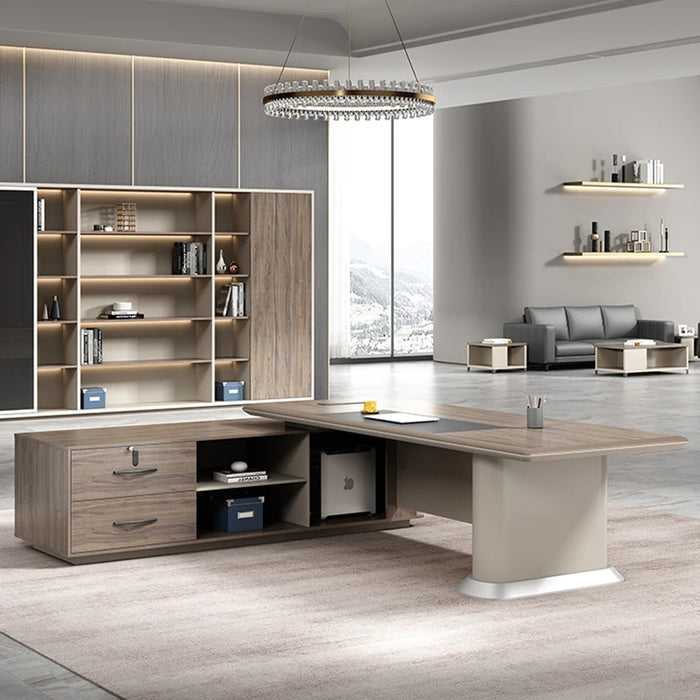 Light Luxury Boss Desk Simple Modern High-end Square Manager Leadership Desk General Manager Office Furniture Desk Combination