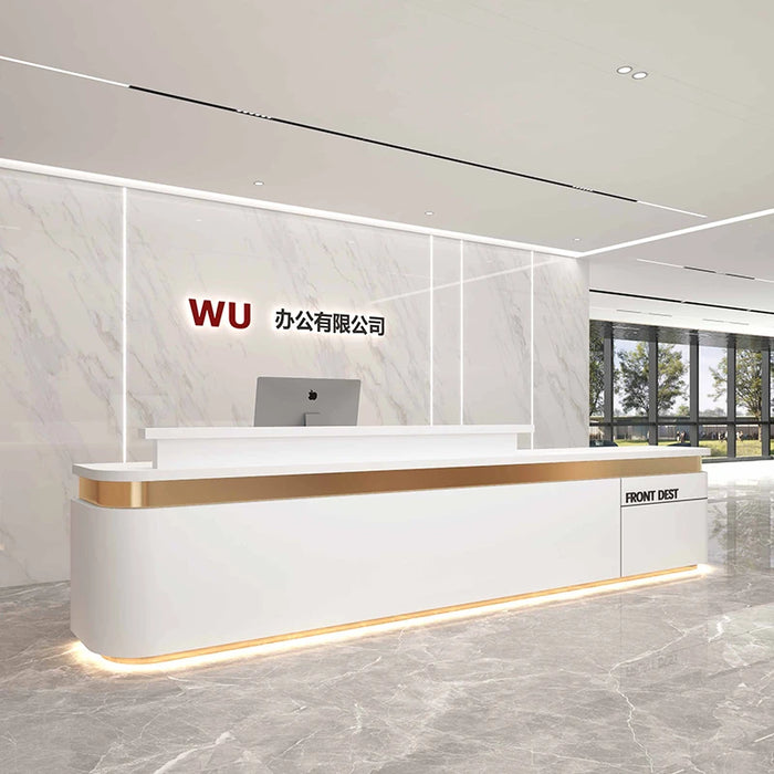 White Reception Desks Counter Cashier Vanity Shop Checkout Executive Reception Desks Executive Bureau Meuble Reception Furniture