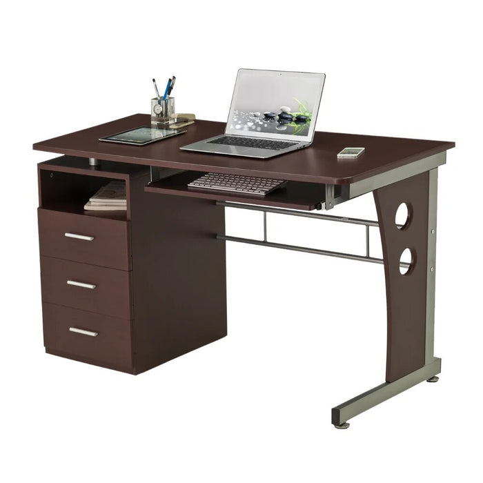 Techni Mobili Computer Desk with Ample Storage,Office Furniture, Chocolate