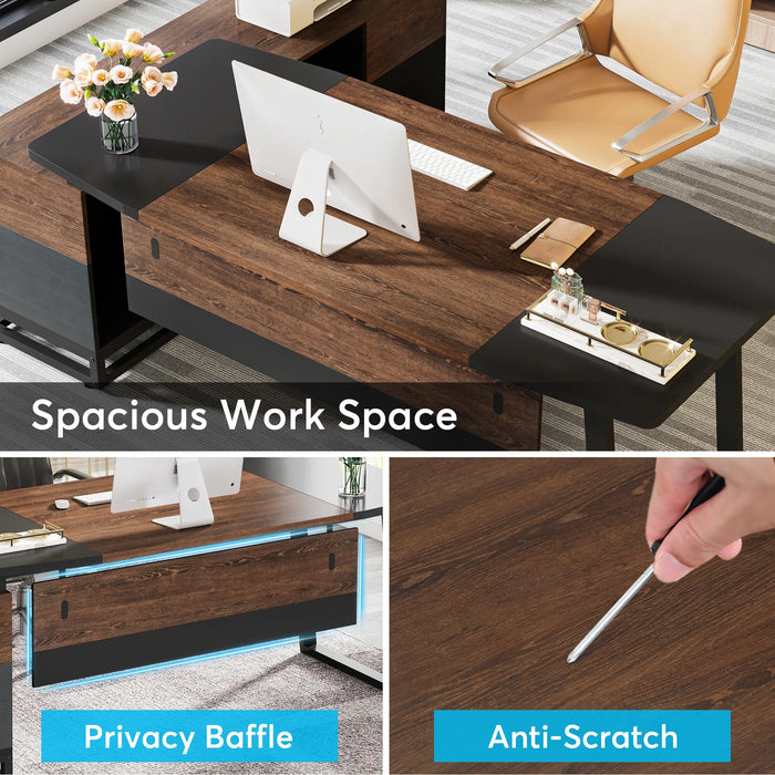 Tribesigns L Shaped Computer Desk with Cabinet, Large Office Desk with Storage Shelves, Business Furniture Set Workstation