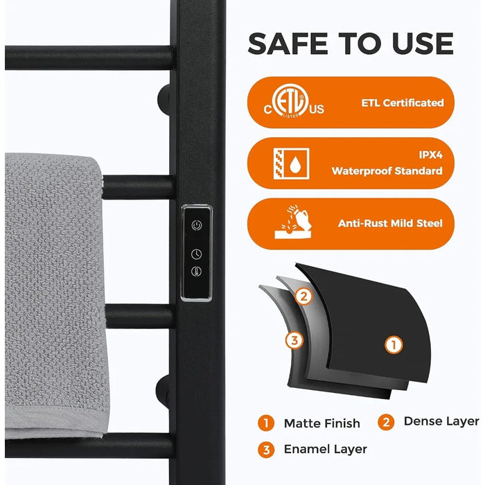 Mild Steel Bathrooms Accessories Wall Mounted/Freestanding Towel Heater With Hardwired and Plug in Options Bathroom Towel Hanger
