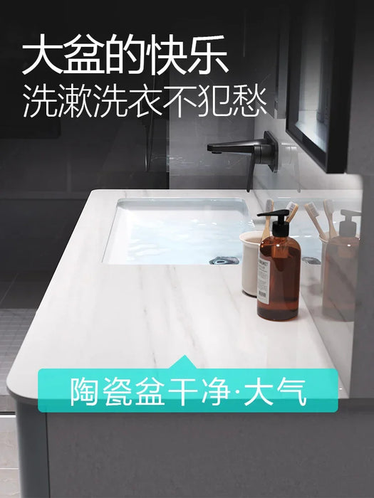 Nordic Bathroom Vanity Cabinet With Sink Furniture Combination Set Modern Minimalist Washstand Stone Slab One Basin Hand Wash