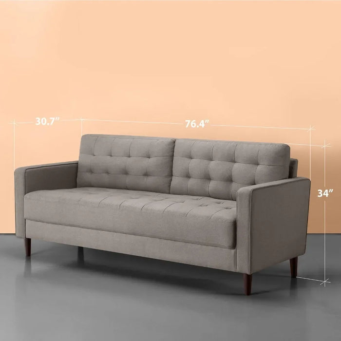 ZINUS Benton Sofa Couch / Grid Tufted Cushions / Easy, Tool-Free Assembly Stone Grey Furniture Sofa