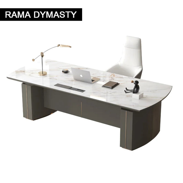 Light Luxury Glossy Rock Panel Office Desk And Chairs Baked Lacquer Boss Desk Simple Modern Writing Desk President Desk