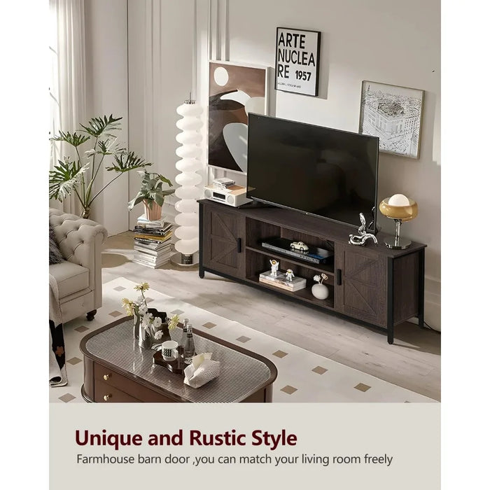 Bedroom Tv Stand Living Room Furniture Entertainment Center for Living Room TV Stand With Stable Metal Frame Dark Brown Cabinet