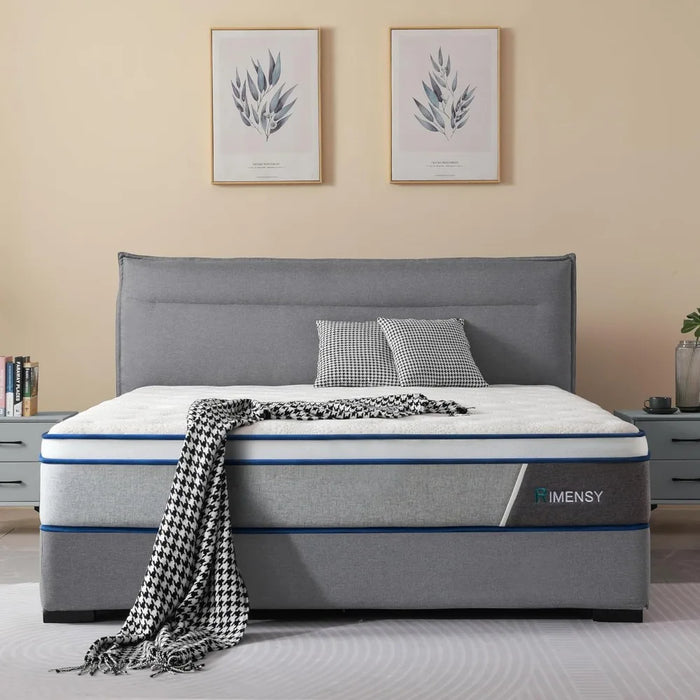 King Size Mattress, 12" Gel Memory Foam and Internal Spring Hybrid Mattress, Motion Isolated, Medium Firmness Mattress