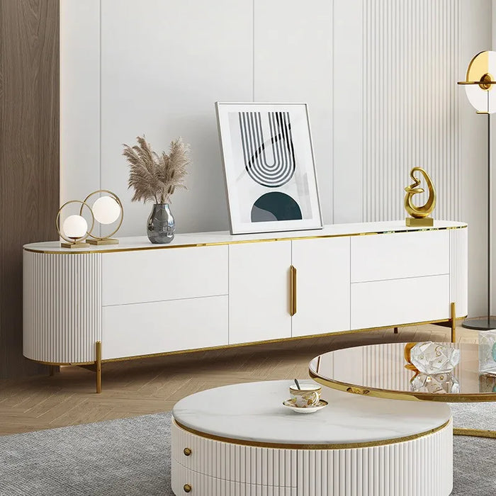 Living room furniture extravagant rock panel TV cabinet Italian villa floor cabinet American TV cabinet coffee table
