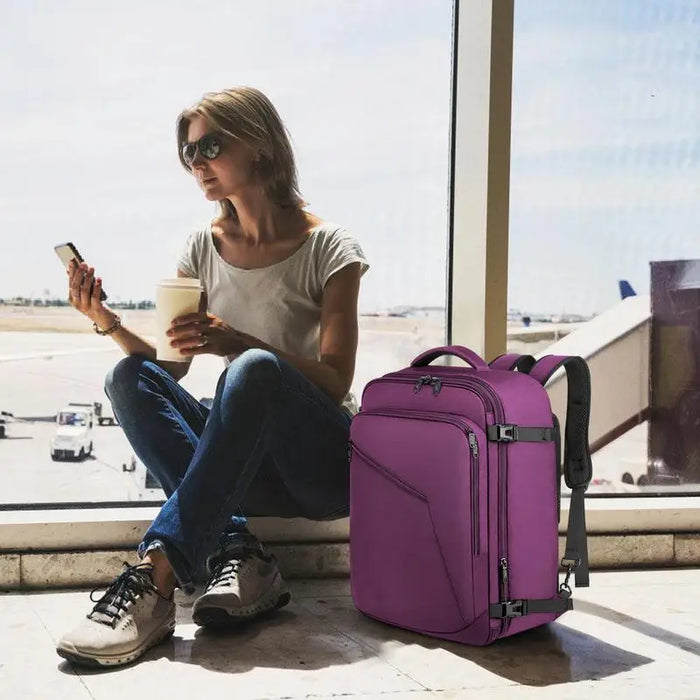 Airplane Carry On Backpack 40L Extra Large Expandable Waterproof Travel Backpack Sports Luggage For Travel Overnight Women