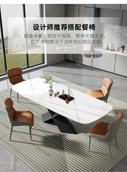 Italian slate table rectangular modern light luxury Nordic bright luxury stone creative dining table and chair combination