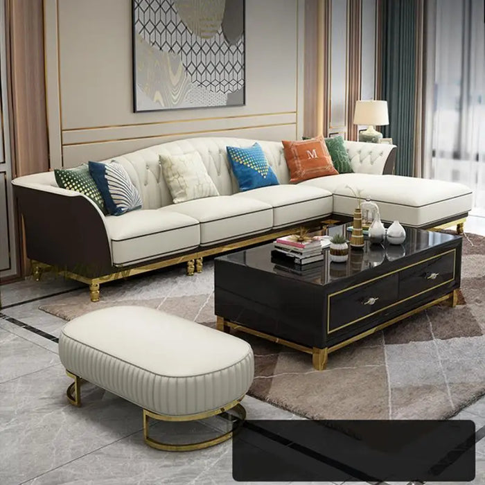 Modern Light Luxury Leather Sofa Small Apartment Living Room American Simple Top Layer Cowhide Three-Person High-End Furniture