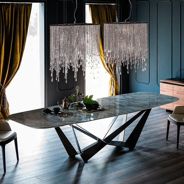 New Luxury Italian Leather Dinner Dining Table And Chairs 6 Luxury Dinning Chairs Modern Marble Dining Room Furniture Table Set