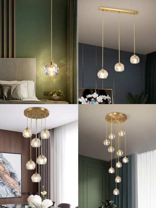 Modern Minimalist Crystal Restaurant Chandelier with Three Rotating Staircases, Long Chandelier, Household Dining Table Light