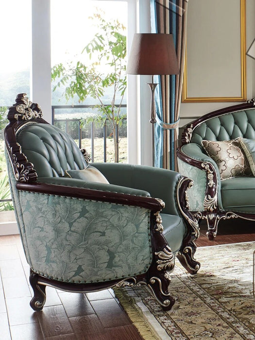 Luxury full leather fabric living room sofa set elegant 1 + 2 + 3 green sofa cover