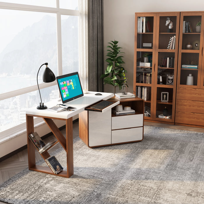 Modern Office Furniture Professional Extendable Wooden Stand Executive Office Desk Computer Table